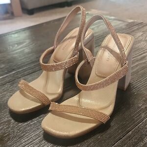 Chelsea & Violet Gold Block Heel Sandals